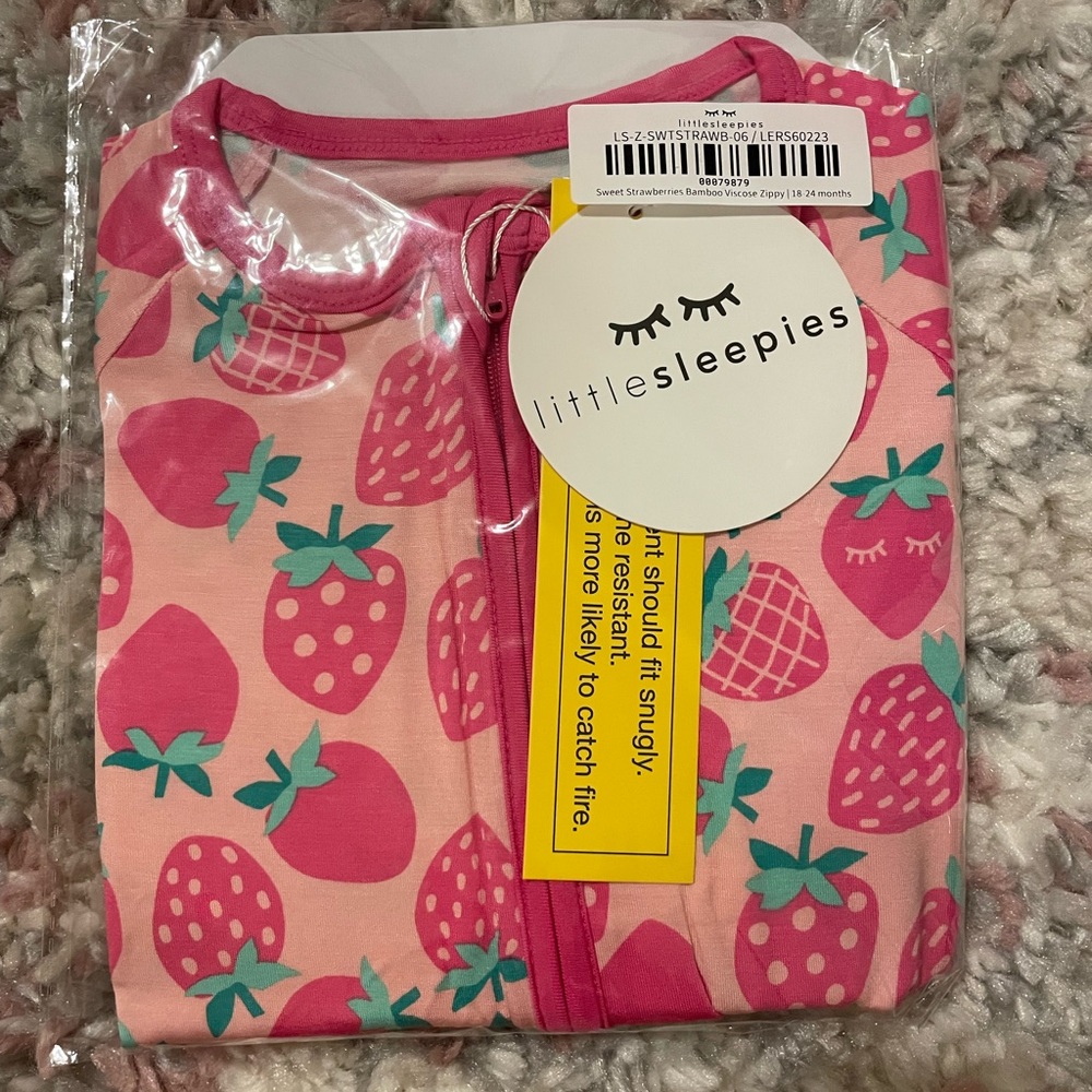 New little sleepies bamboo sweet strawberries zippy pajamas